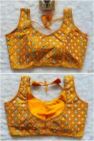 Embroidered Phantom Silk Designer Blouse - Orange(S)