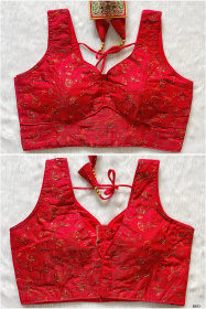 Multi Thread Sequence Embroidered Designer Blouse - Red(S)