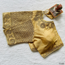 Phantom Silk Embroidered Designer Blouse - Gold(S)