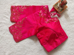 Phantom Silk Embroidered Designer Blouse - Pink(5XL)