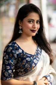 Pure Linen Designer saree with Aari Mirror work– Grey