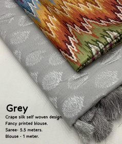 Soft Crape Silk woven saree - Grey
