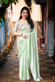 Soft Crape Silk woven saree - Green