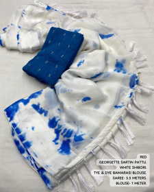 Pure Soft Georgette saree Shibori printed saree - Blue