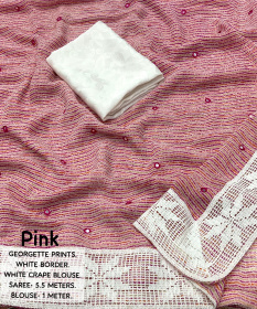 Soft georgette printed saree- Pink