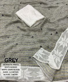 Soft georgette printed saree - Grey 