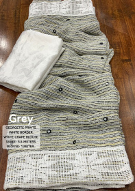 Soft georgette printed saree - Grey 
