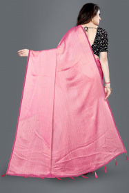 Aaritra Fashion Rainbow Moss chiffon stripped zari saree - Pink