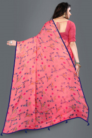 Aaritra Fashion Moss Chiffon Floral printed saree - Pink